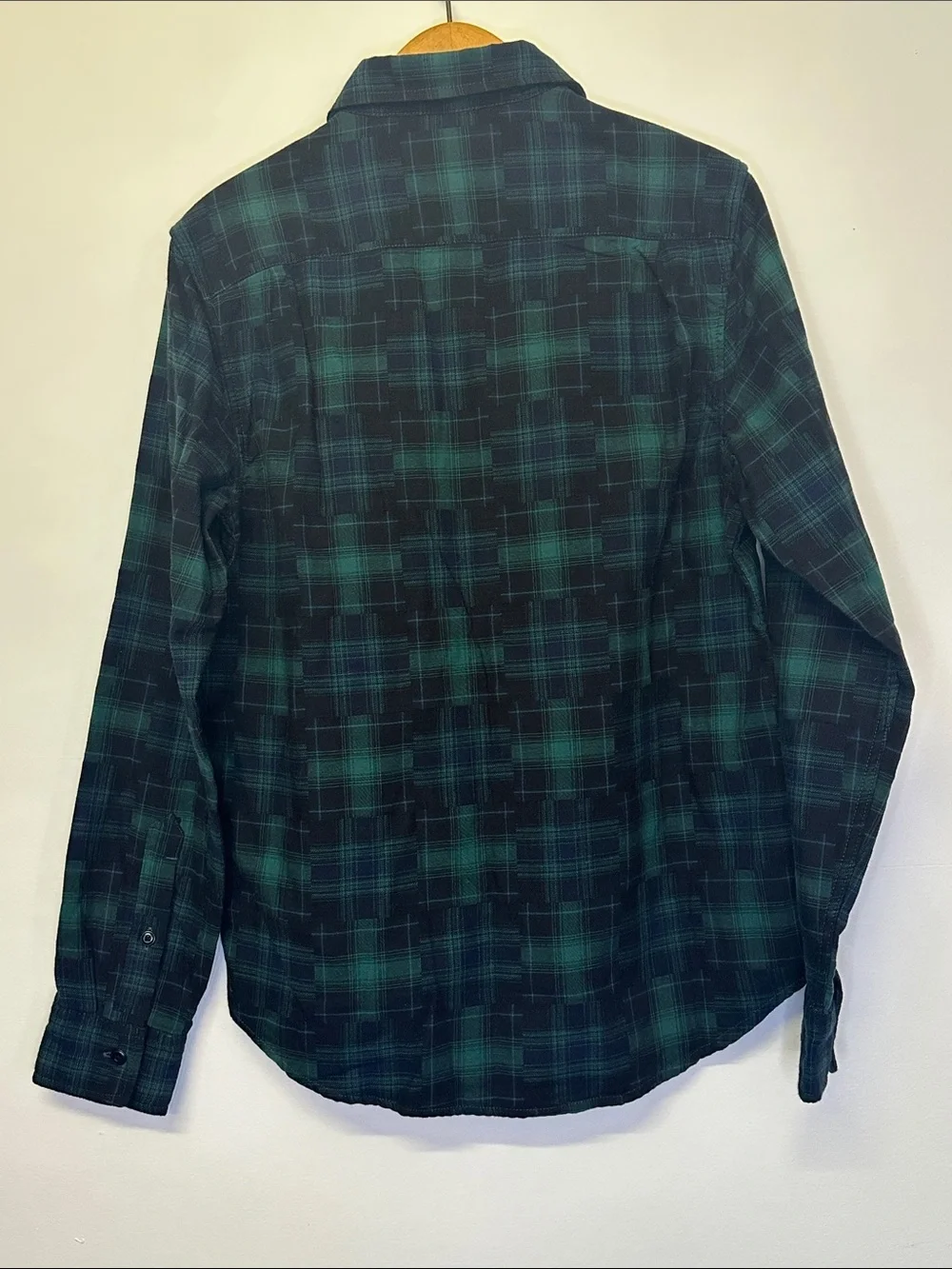 Lucky Brand Green & Black patchwork  Plaid button down size small